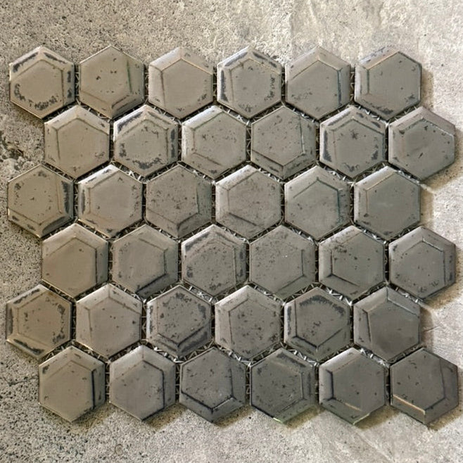 グリッター GLITTER  シルバー　RT0001 【リビエラ】デッドストックタイル（シート販売）