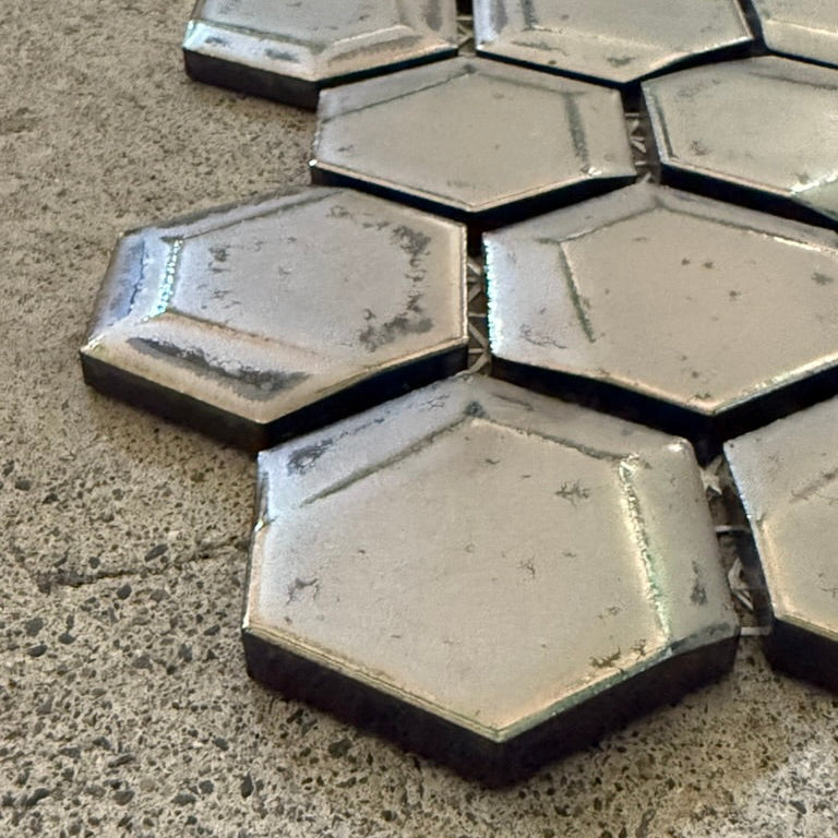 グリッター GLITTER  シルバー　RT0001 【リビエラ】デッドストックタイル（シート販売）